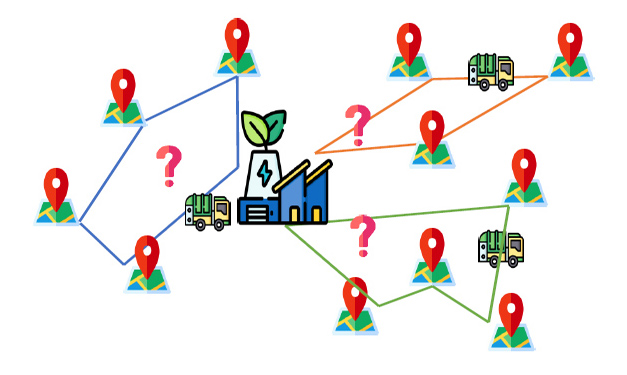 Network map visualization of organic waste collection