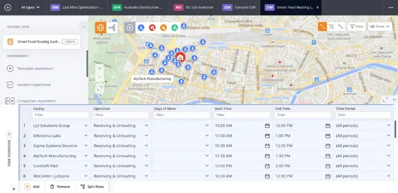 Screenshot of inputting the necessary scenario data