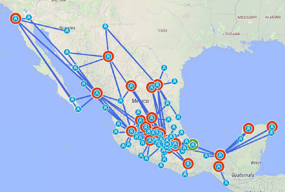 Optimized GIS map of the beverage supply chain network in anyLogistix