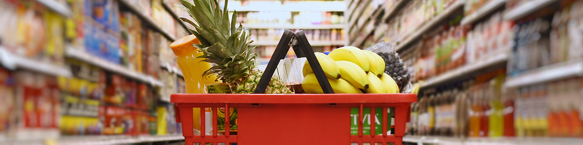 FMCG customer store with food basket